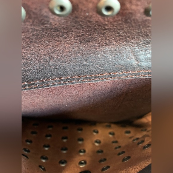 Brown and Silver Leather Studded Crossbody Bag - Picture 3 of 11